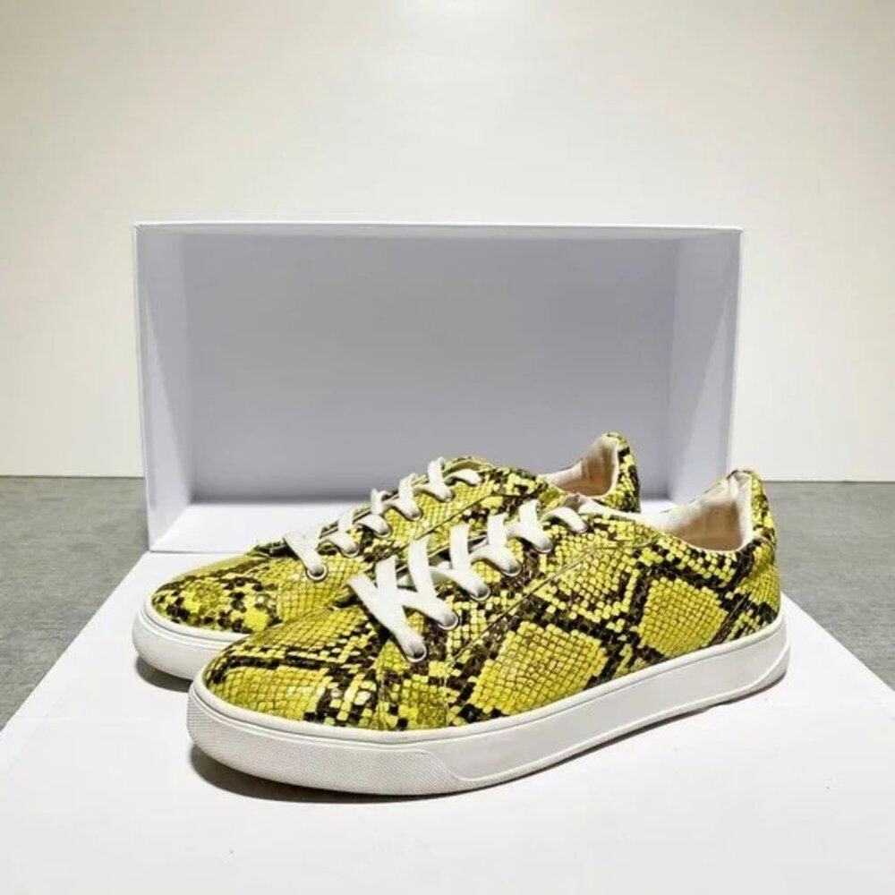 Topshop Yellow & Brown Snakeskin Sneakers Womens Size 38 UK